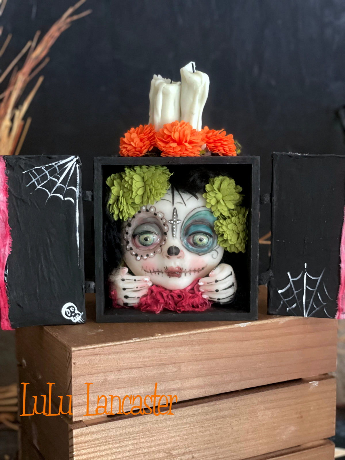 dia de muertos shrine box Original LuLu Lancaster Halloween Art Doll