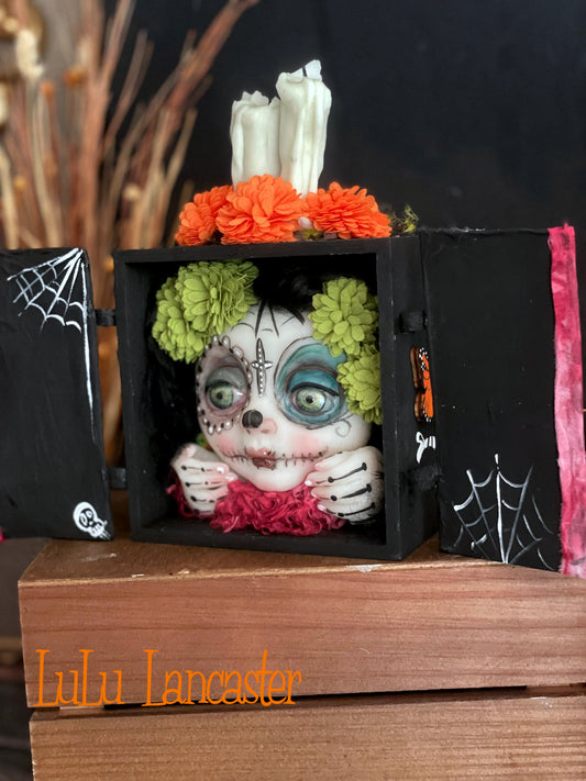 dia de muertos shrine box Original LuLu Lancaster Halloween Art Doll