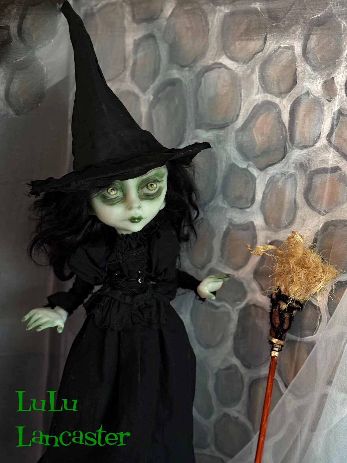 Elphaba wicked witch and flying monkey Original LuLu Lancaster Art Doll