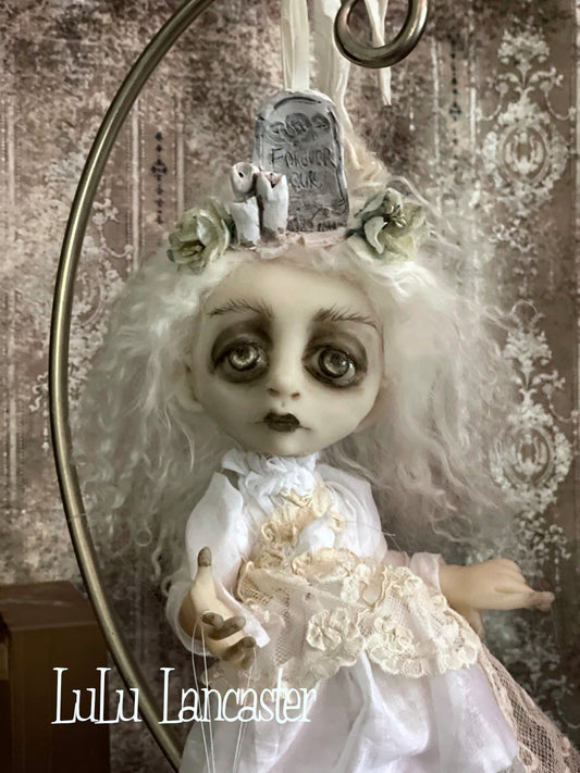 Forever Ours Graveyard Ghostie hanging Halloween Original LuLu Lancaster Art Dolls
