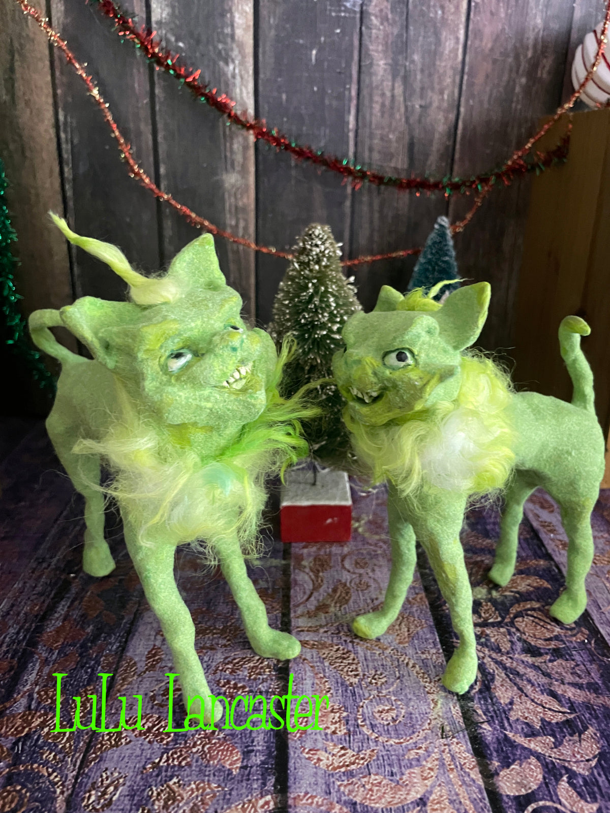 GrinchyCats Christmas winter Original LuLu Lancaster Art Doll