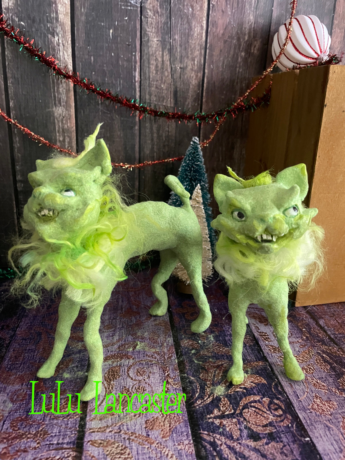 GrinchyCats Christmas winter Original LuLu Lancaster Art Doll