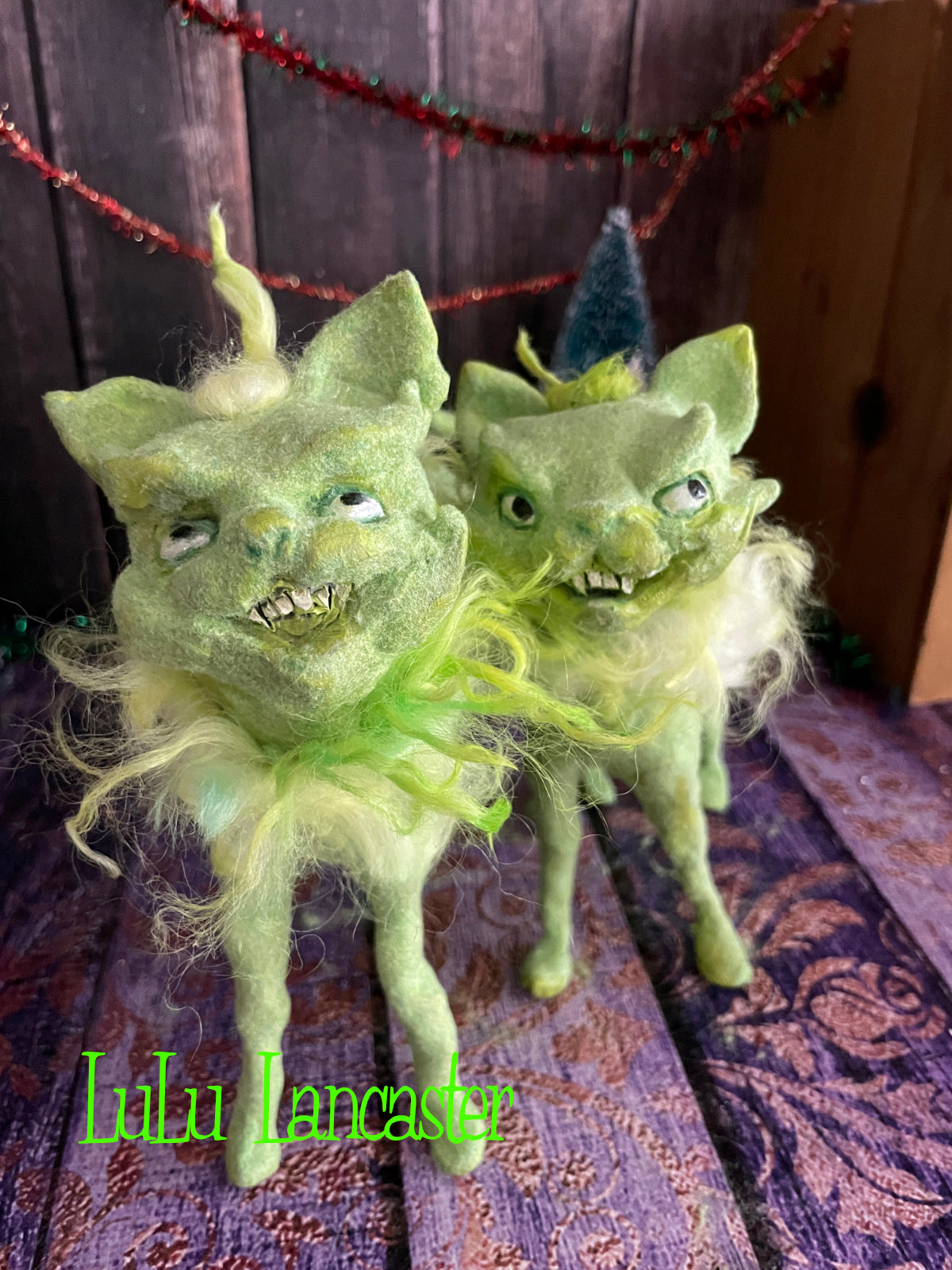 GrinchyCats Christmas winter Original LuLu Lancaster Art Doll