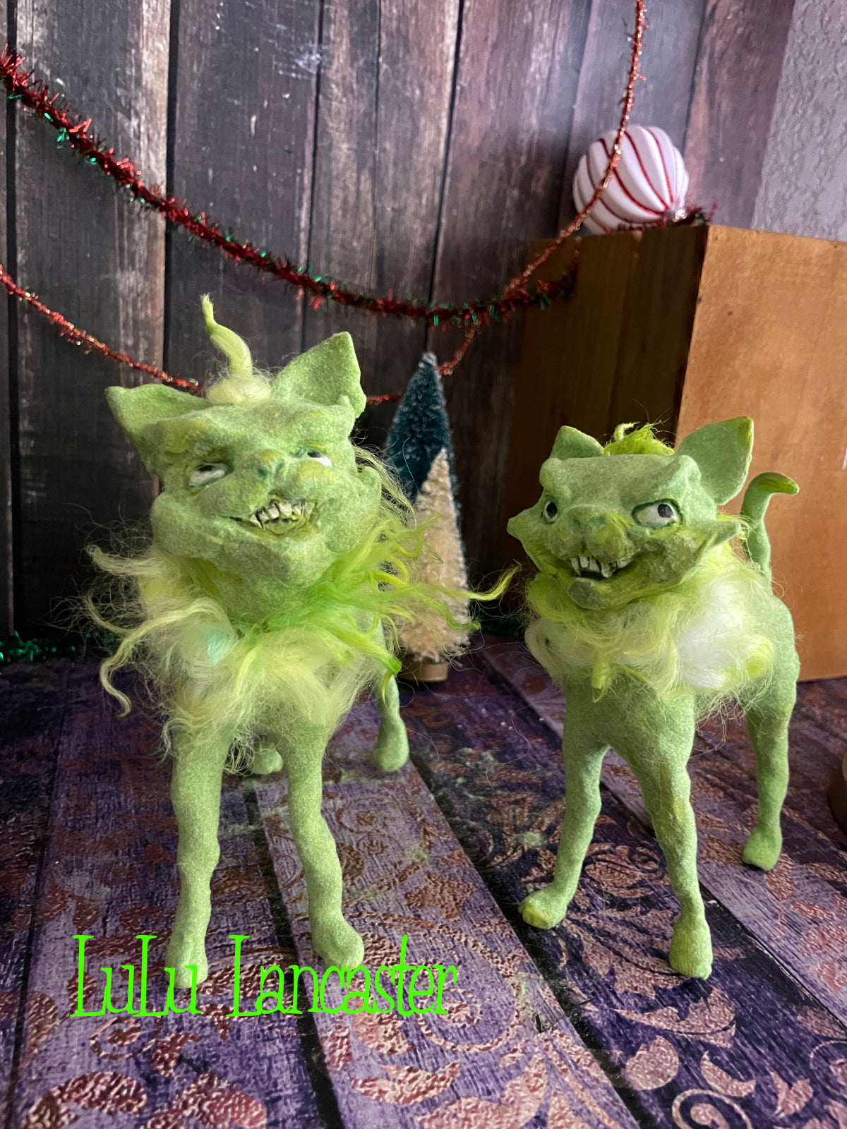 GrinchyCats Christmas winter Original LuLu Lancaster Art Doll