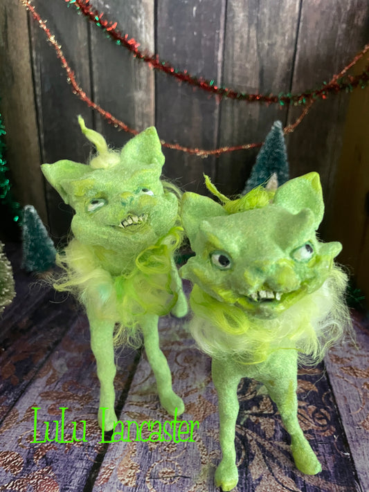 GrinchyCats Christmas winter Original LuLu Lancaster Art Doll