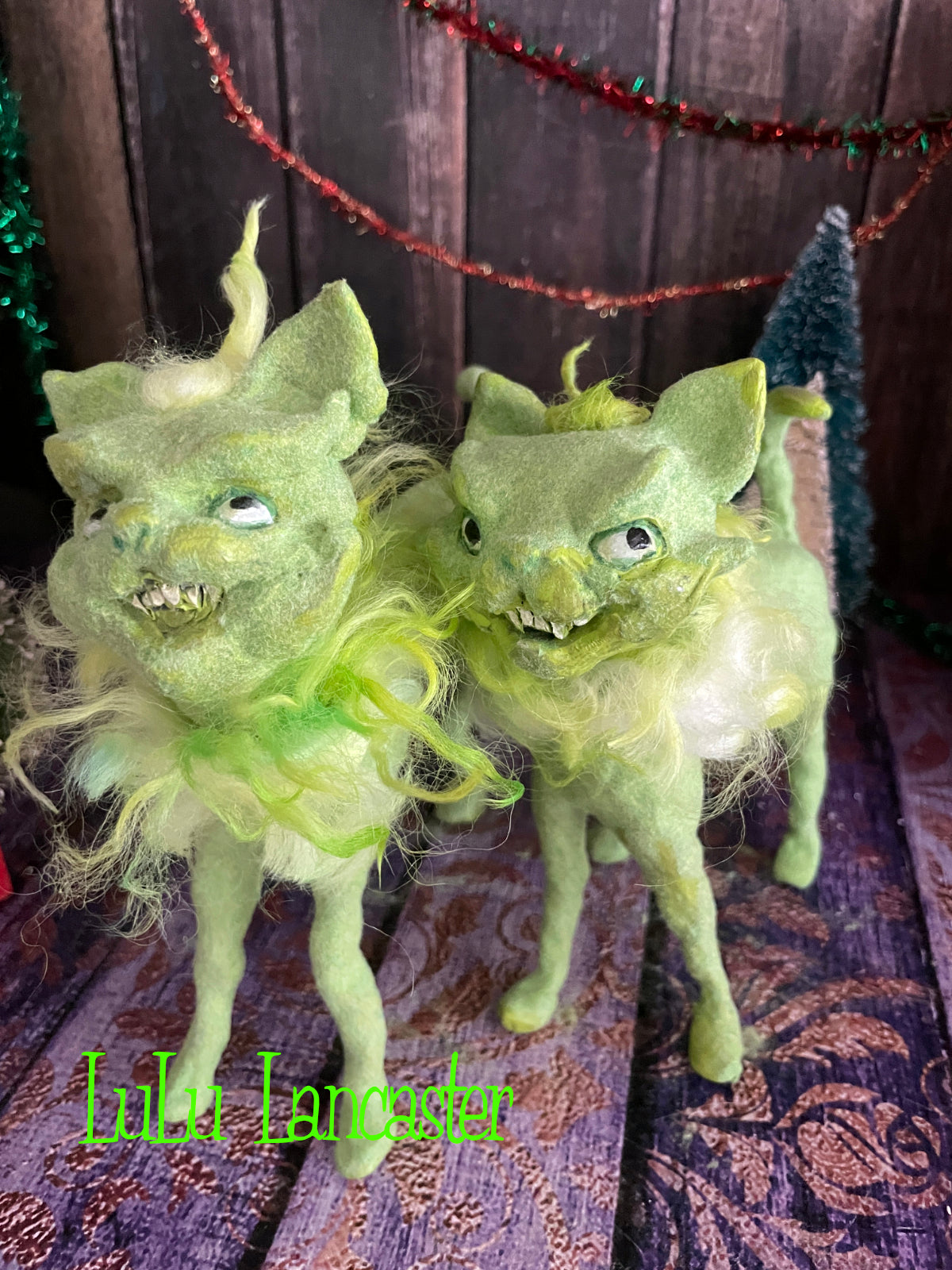 GrinchyCats Christmas winter Original LuLu Lancaster Art Doll