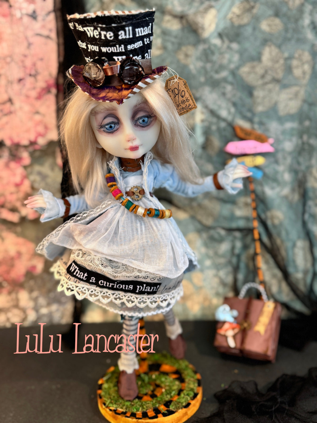Mad Hatter Alice Mashup Wonderland~ original Lulu Lancaster Art Doll