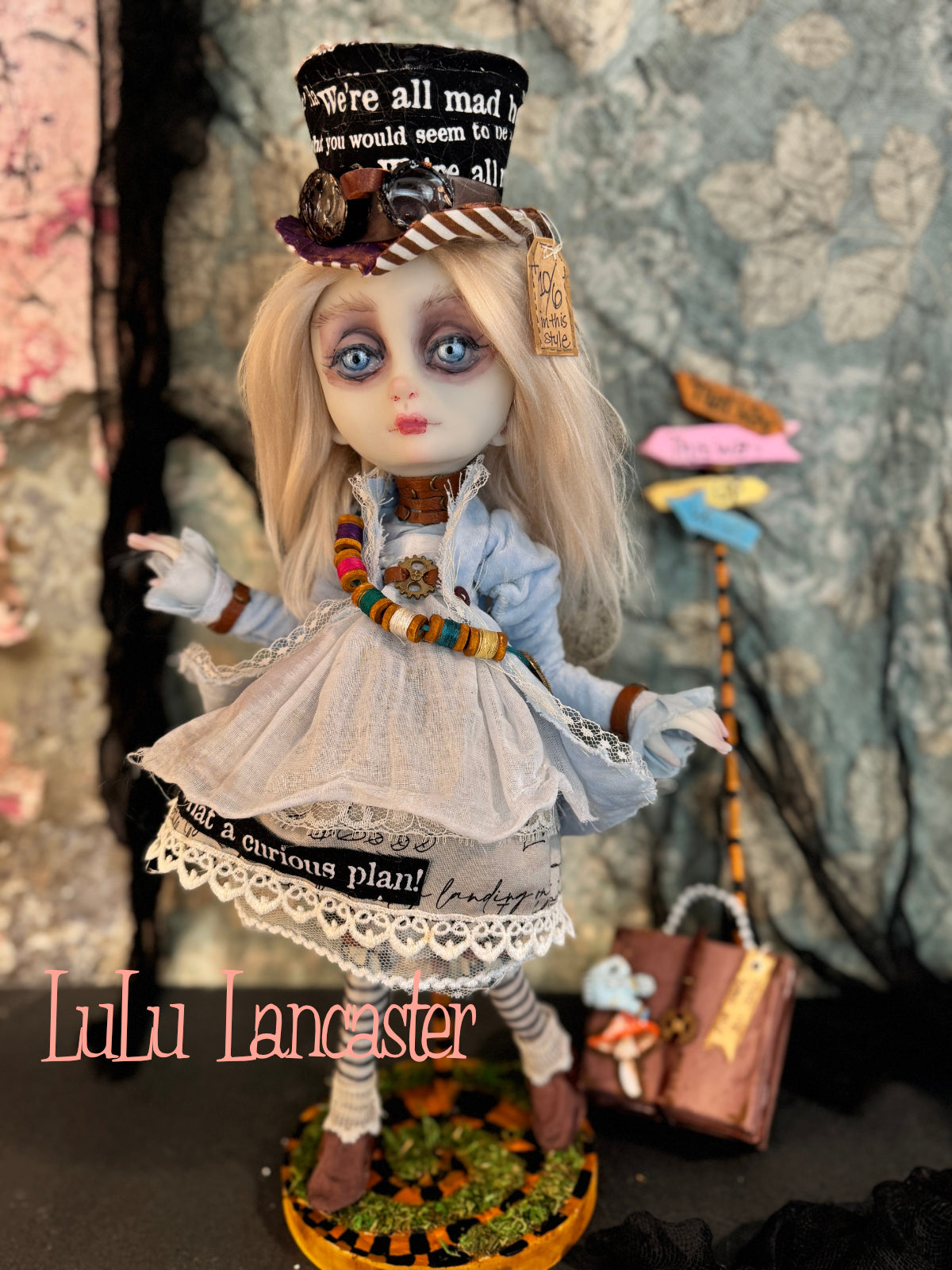 Mad Hatter Alice Mashup Wonderland~ original Lulu Lancaster Art Doll