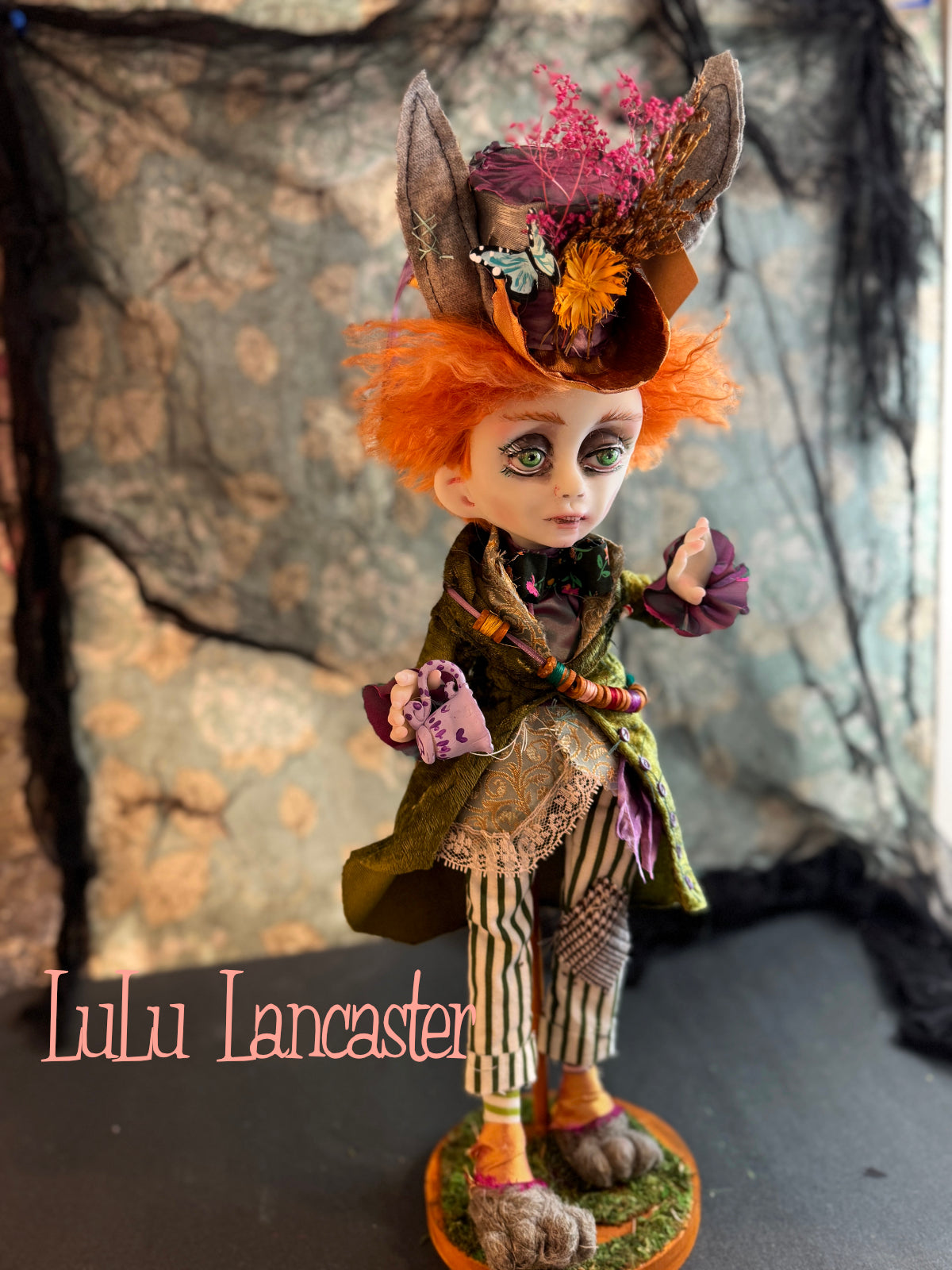 Mad Hatter Hare Mashup Wonderland ~ original Lulu Lancaster Art Doll