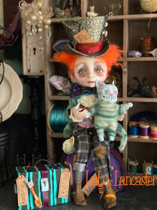 Traveling Mad Hatter and Cheshire Original LuLu Lancaster Art Doll