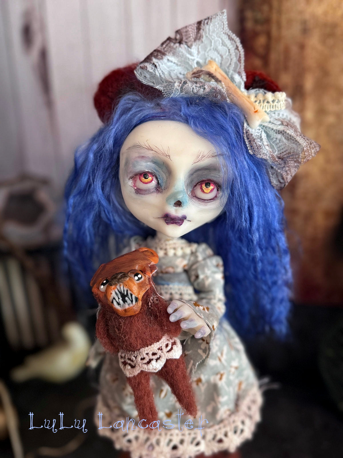 Lacey Corpse and Brownie Scary Bear Little Horror Original LuLu Lancaster Art Doll