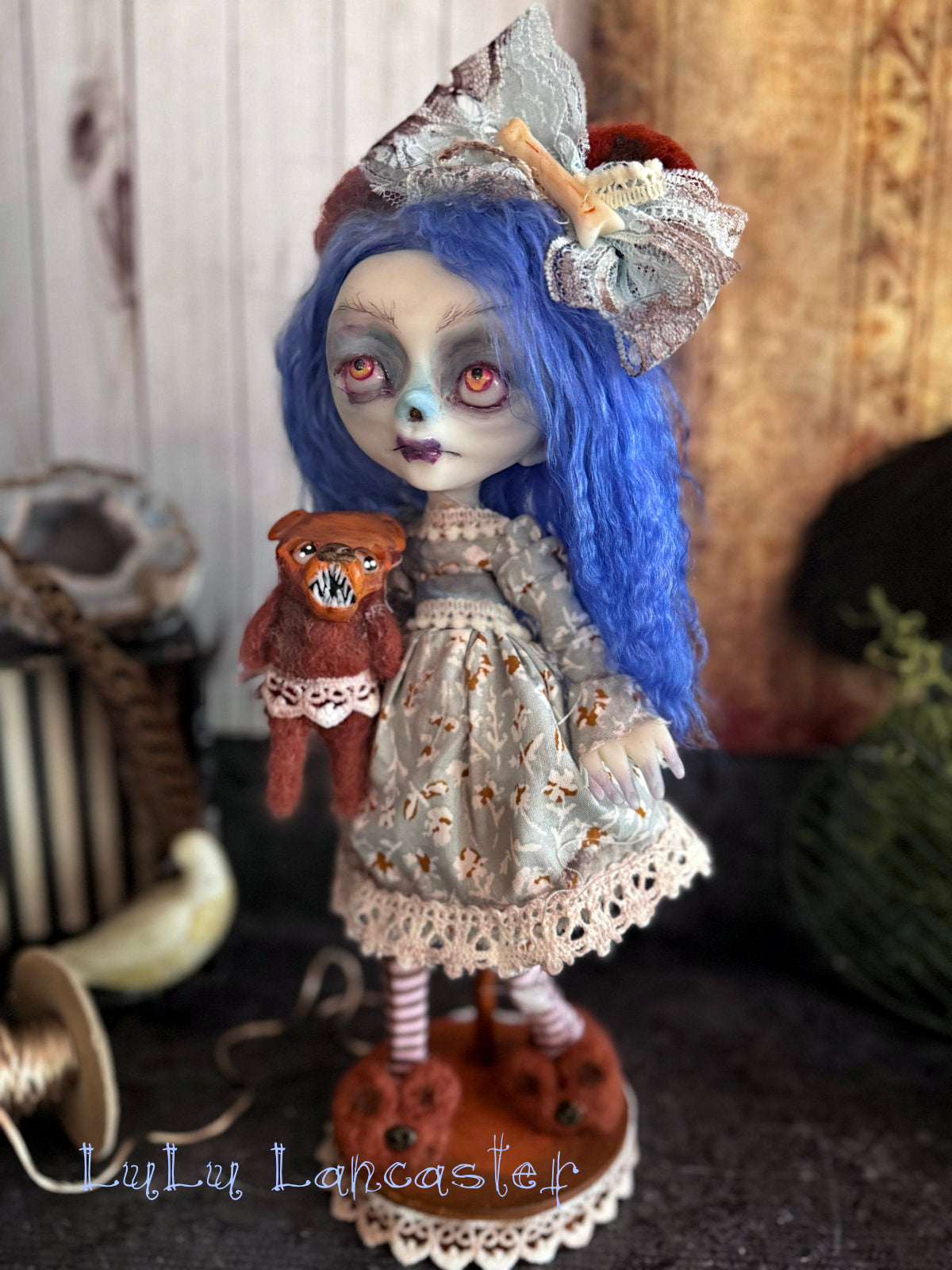 Lacey Corpse and Brownie Scary Bear Little Horror Original LuLu Lancaster Art Doll
