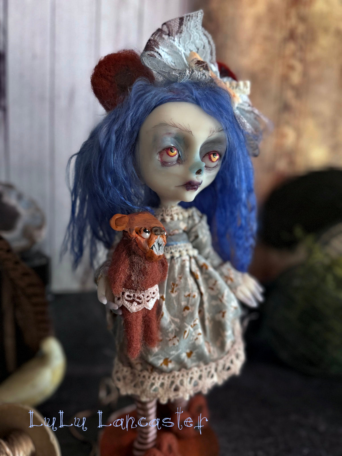 Lacey Corpse and Brownie Scary Bear Little Horror Original LuLu Lancaster Art Doll