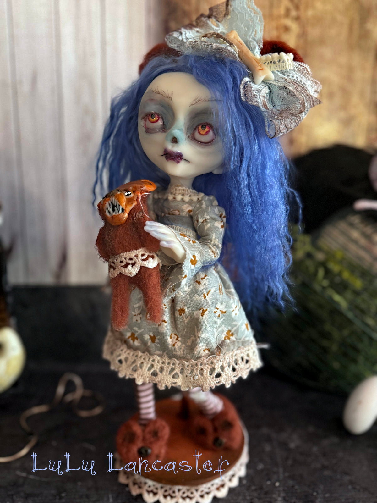 Lacey Corpse and Brownie Scary Bear Little Horror Original LuLu Lancaster Art Doll
