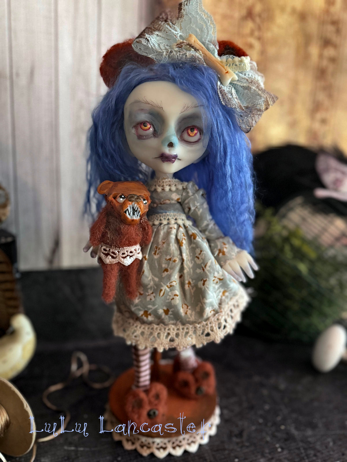 Lacey Corpse and Brownie Scary Bear Little Horror Original LuLu Lancaster Art Doll