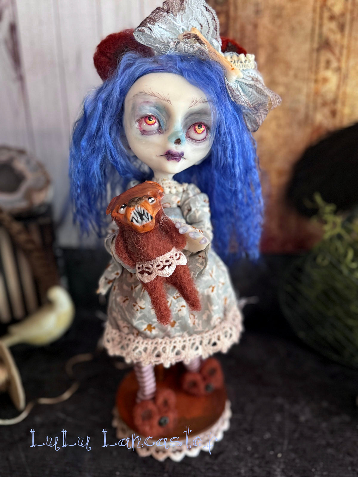Lacey Corpse and Brownie Scary Bear Little Horror Original LuLu Lancaster Art Doll
