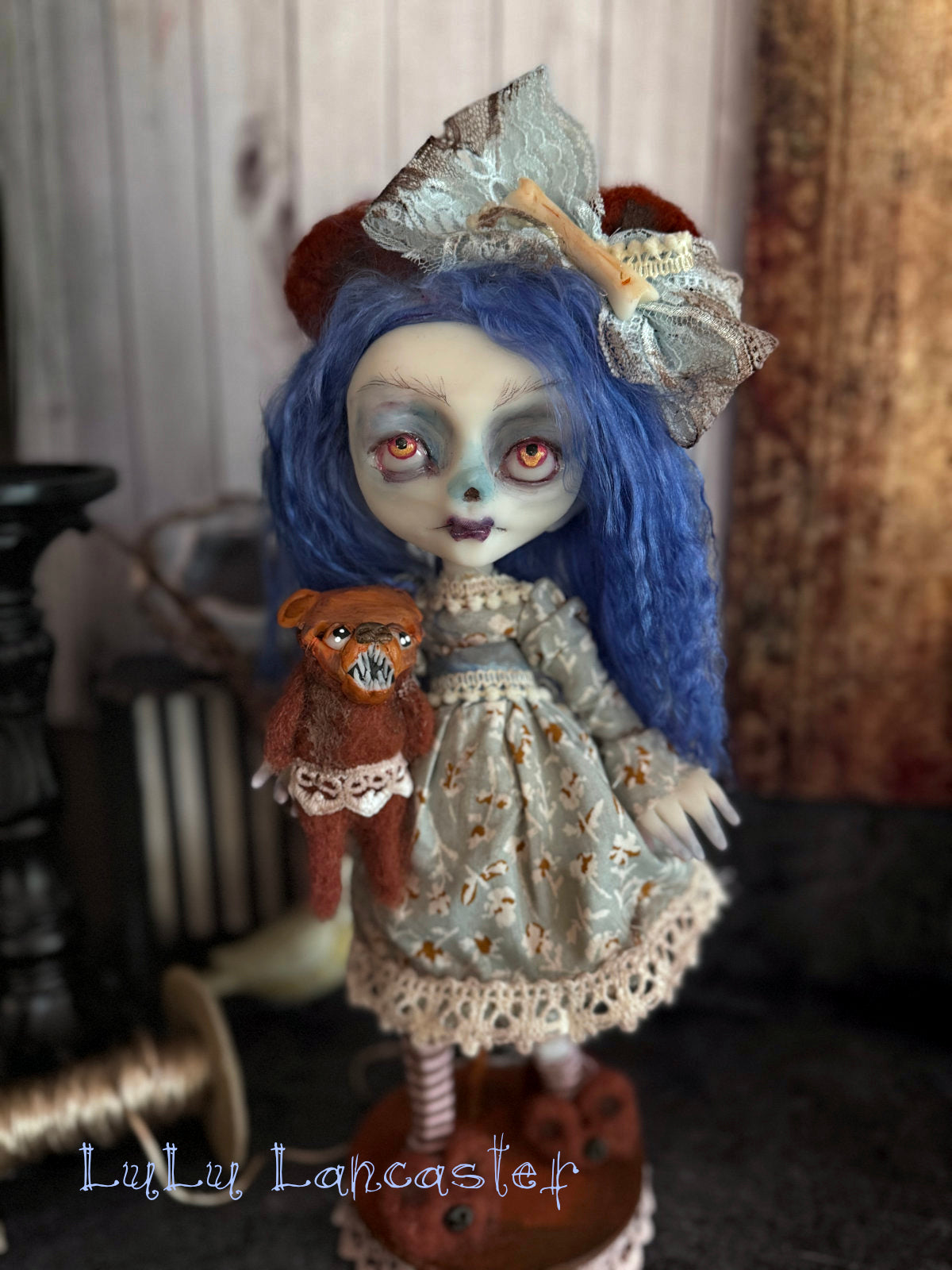 Lacey Corpse and Brownie Scary Bear Little Horror Original LuLu Lancaster Art Doll