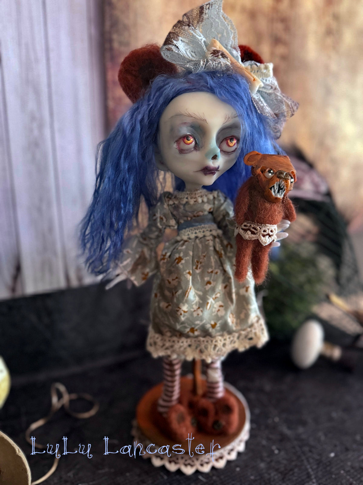 Lacey Corpse and Brownie Scary Bear Little Horror Original LuLu Lancaster Art Doll