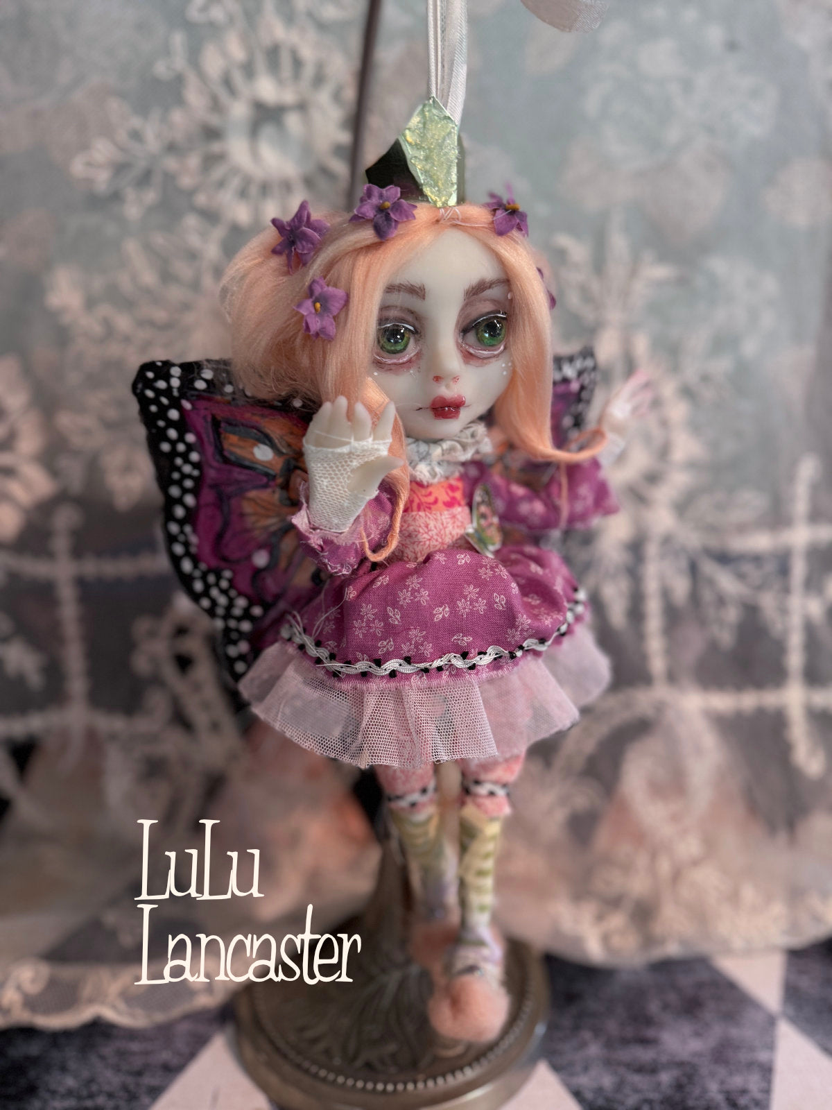 Lilac Flutter Mini Hanging Butterfly Original LuLu Lancaster Art Doll