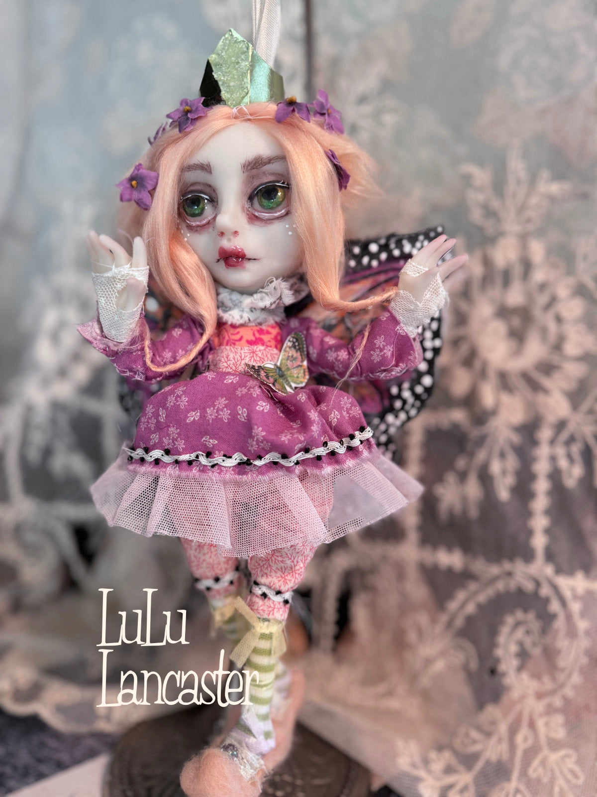 Lilac Flutter Mini Hanging Butterfly Original LuLu Lancaster Art Doll
