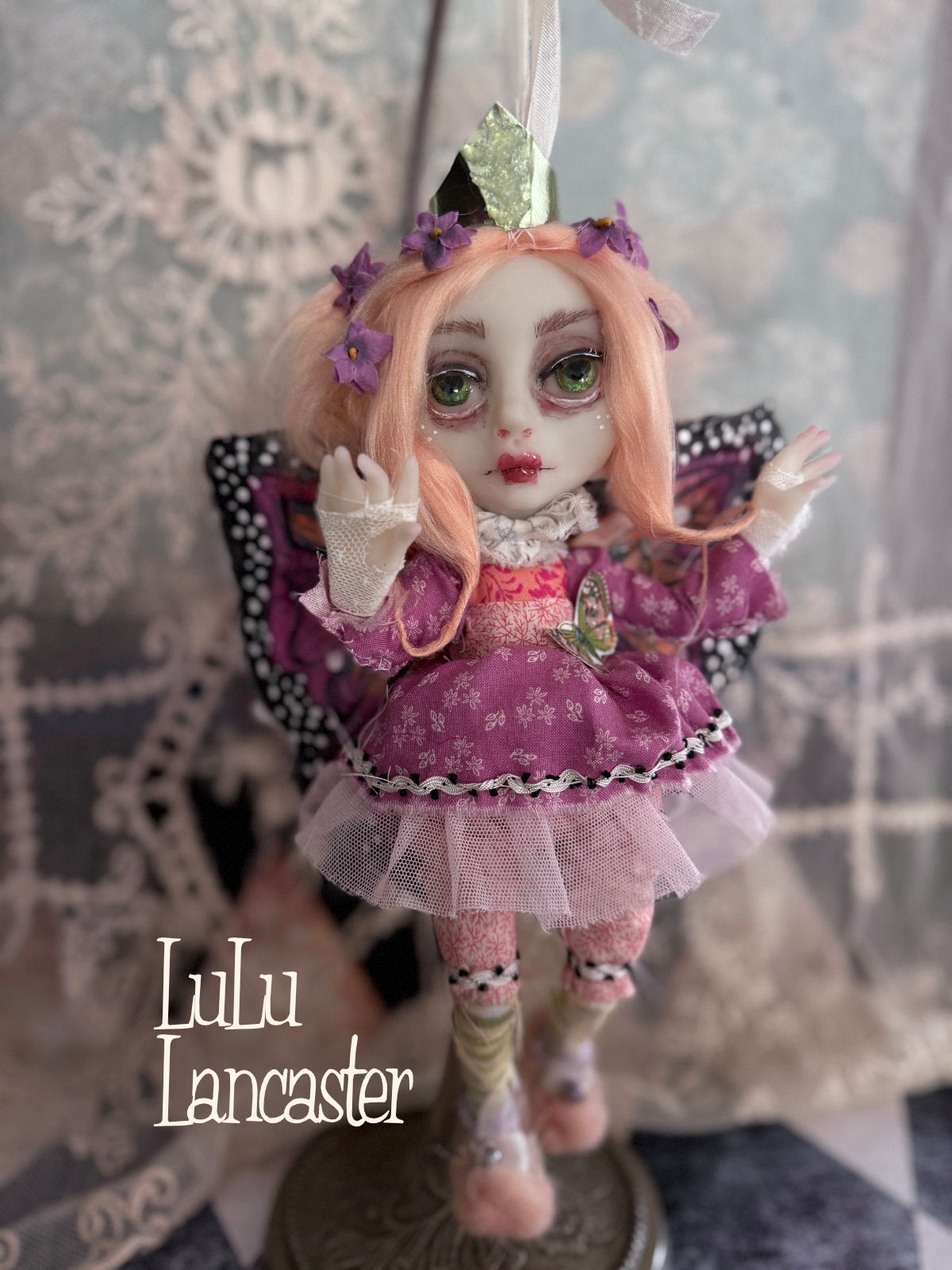Lilac Flutter Mini Hanging Butterfly Original LuLu Lancaster Art Doll