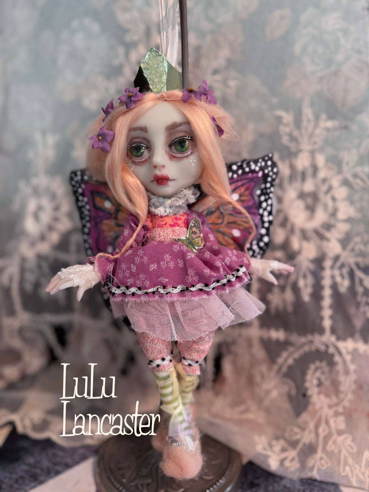 Lilac Flutter Mini Hanging Butterfly Original LuLu Lancaster Art Doll