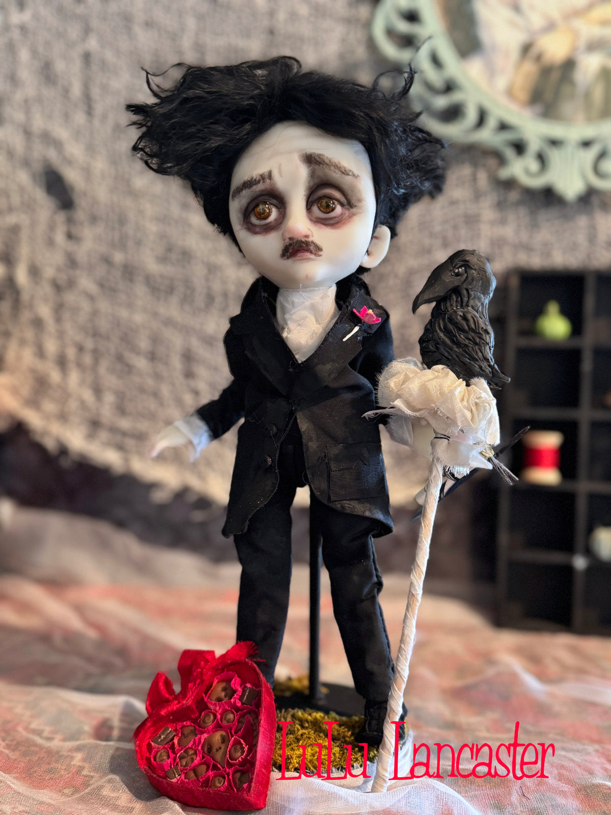 Little Edgar Allan Poe Valloween ~ original Lulu Lancaster Art Doll