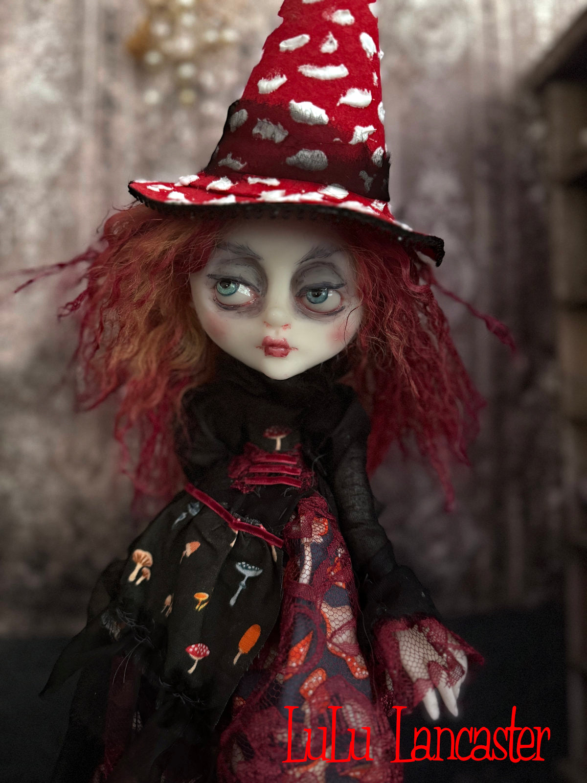 Livvy the Amanita Mushroom Witch Original LuLu Lancaster Art Doll