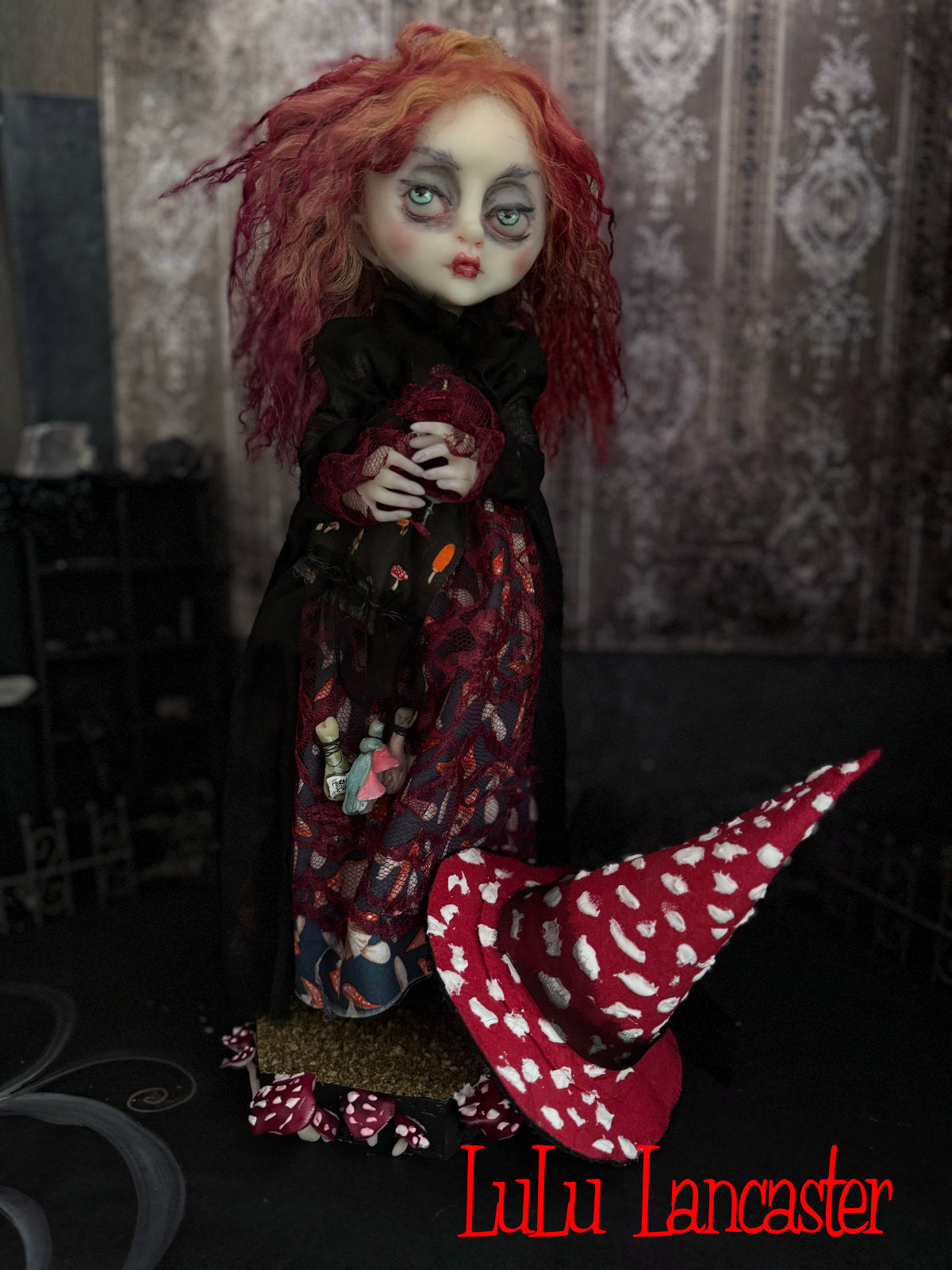Livvy the Amanita Mushroom Witch Original LuLu Lancaster Art Doll