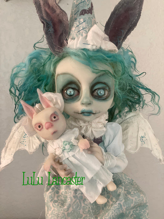 Lorcan the Bunny Bat Goth Halloween Original LuLu Lancaster Art Doll