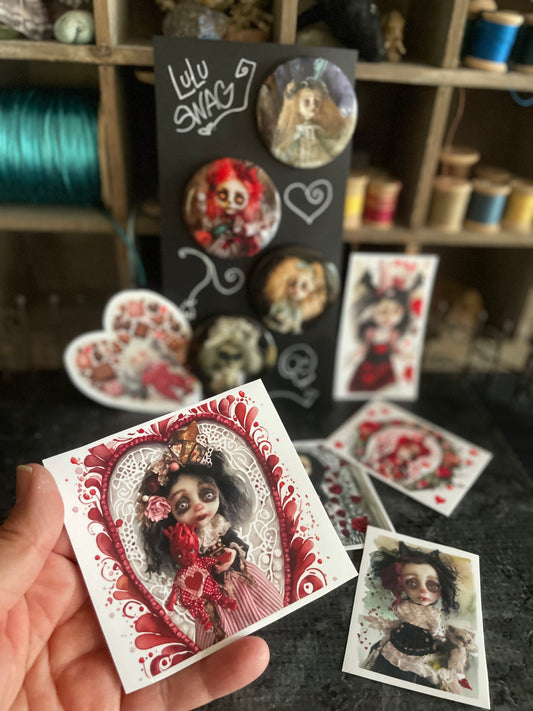 Love Bites Stickers and Pin Back Buttons LuLu Lancaster Swag pack
