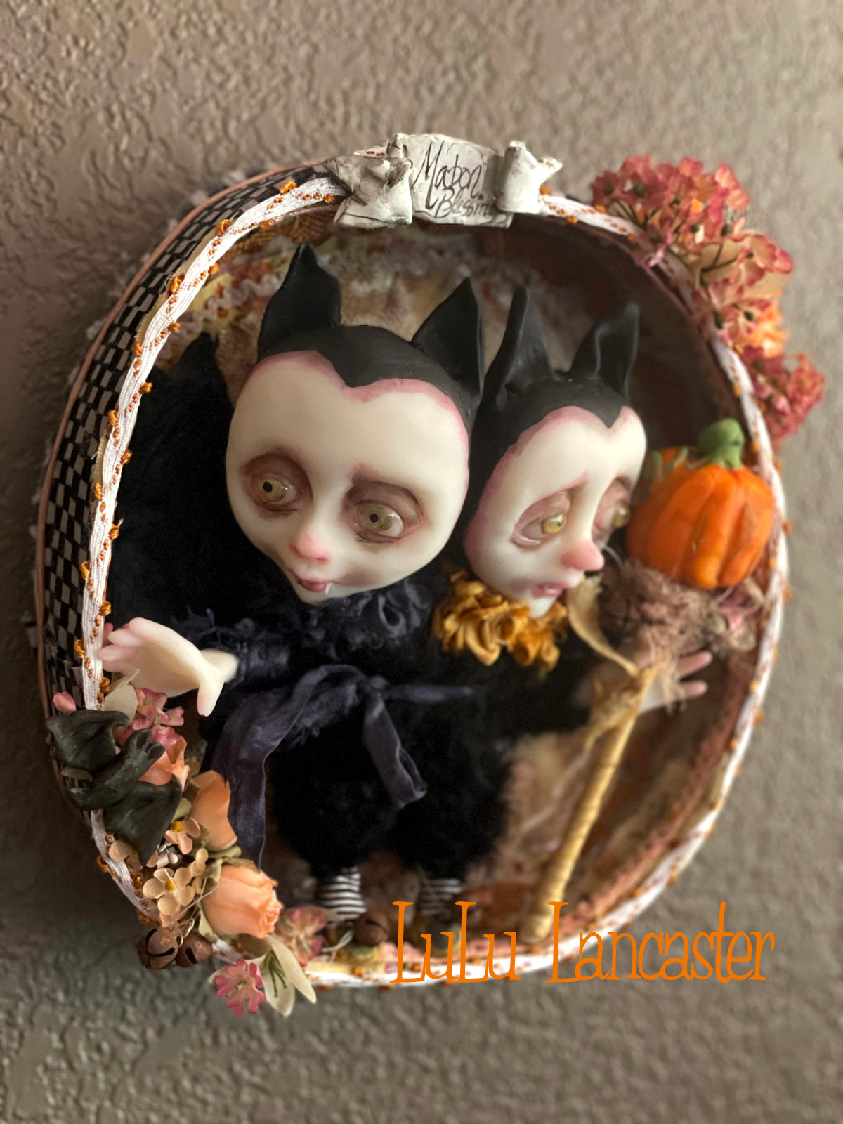 Mabon Blessings Conjoined mini vampire bats Original LuLu Lancaster Halloween Art Doll