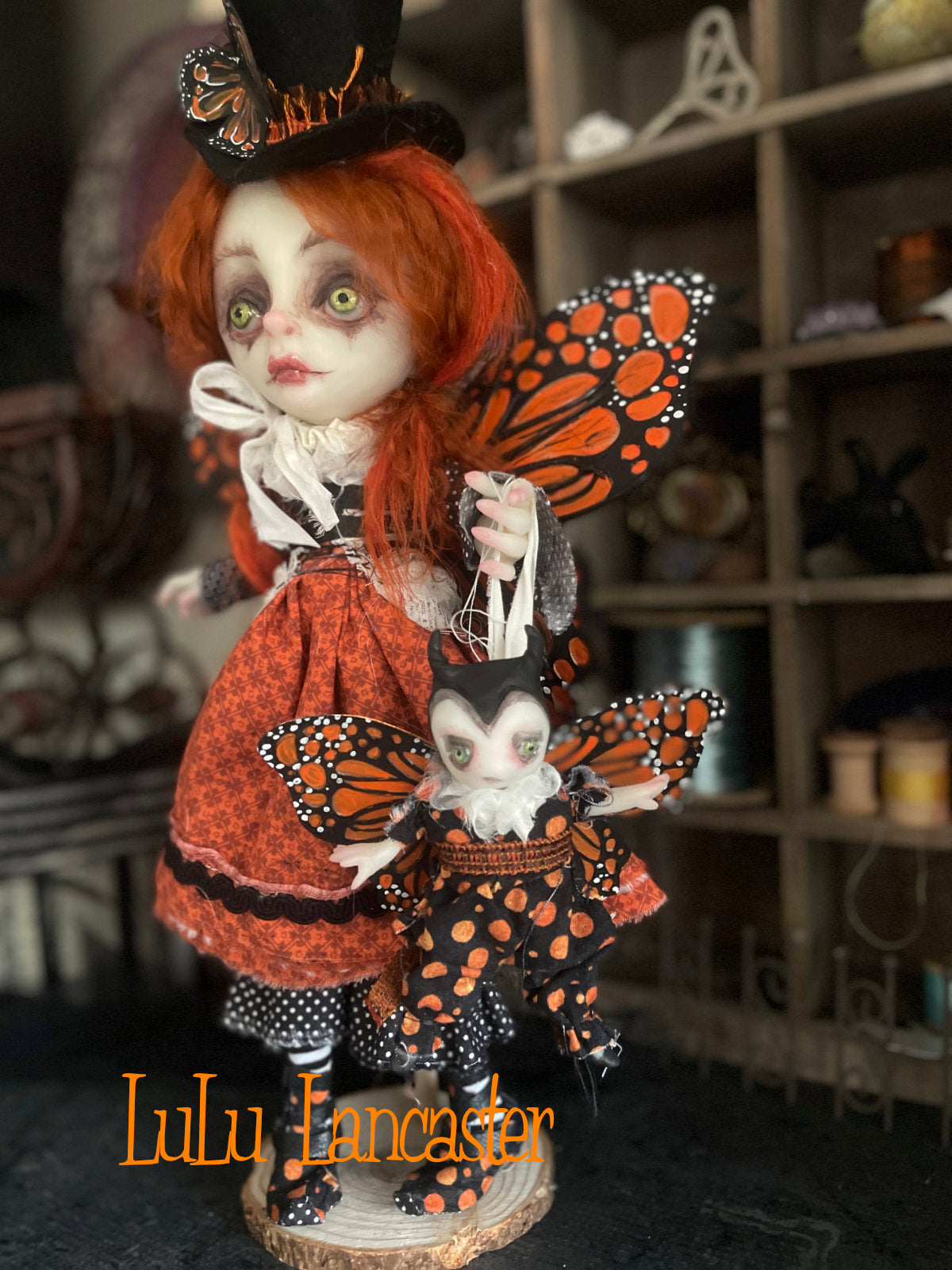 Macy and Mol Monarch Butterflies Original LuLu Lancaster Art Doll