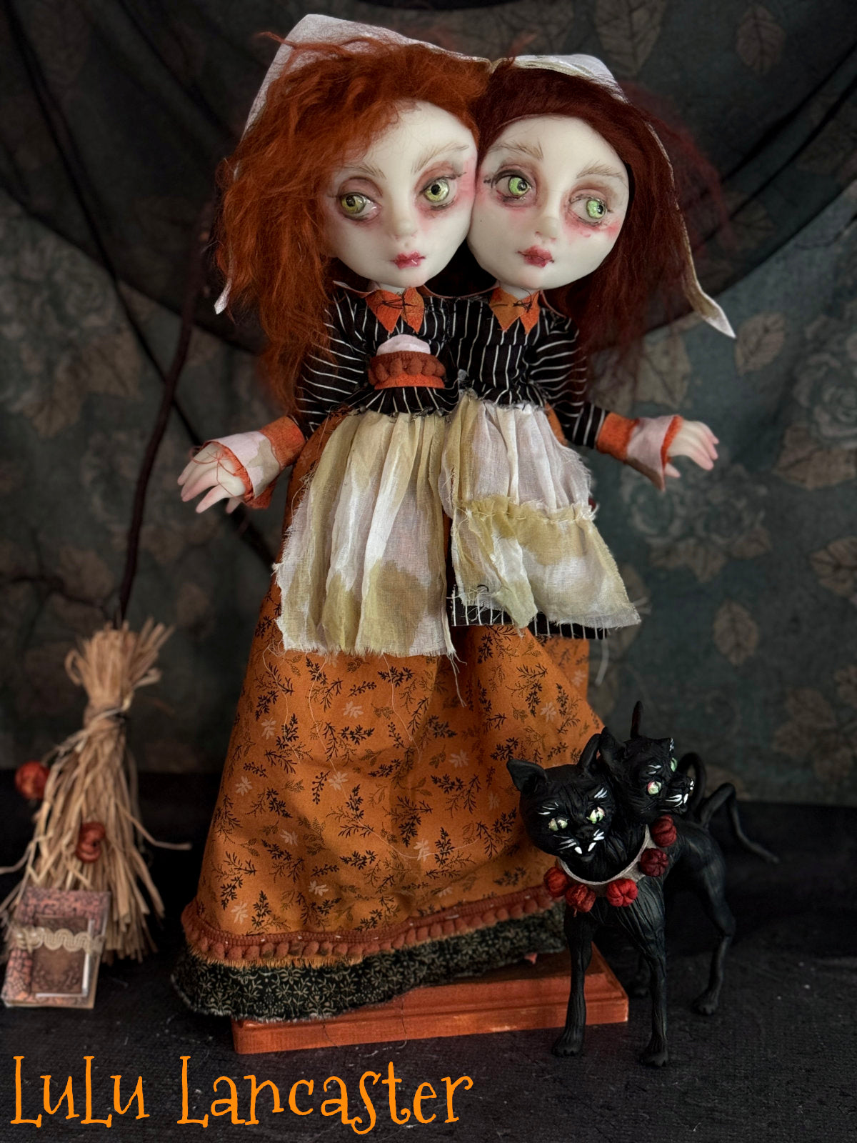 Conjoined Witches Mercy and Prudence Halloween Original LuLu Lancaster Art Dolls