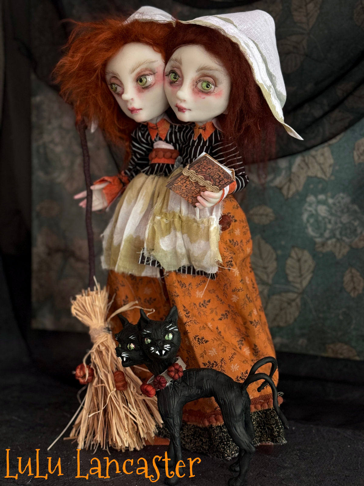 Conjoined Witches Mercy and Prudence Halloween Original LuLu Lancaster Art Dolls