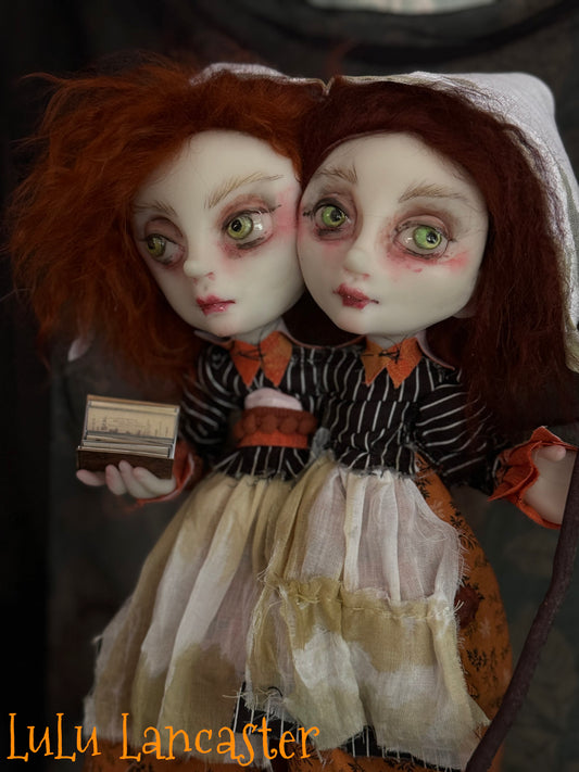 Conjoined Witches Mercy and Prudence Halloween Original LuLu Lancaster Art Dolls