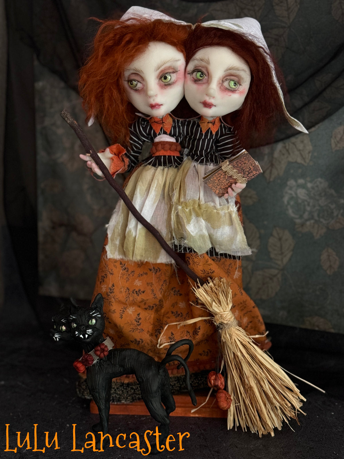 Conjoined Witches Mercy and Prudence Halloween Original LuLu Lancaster Art Dolls