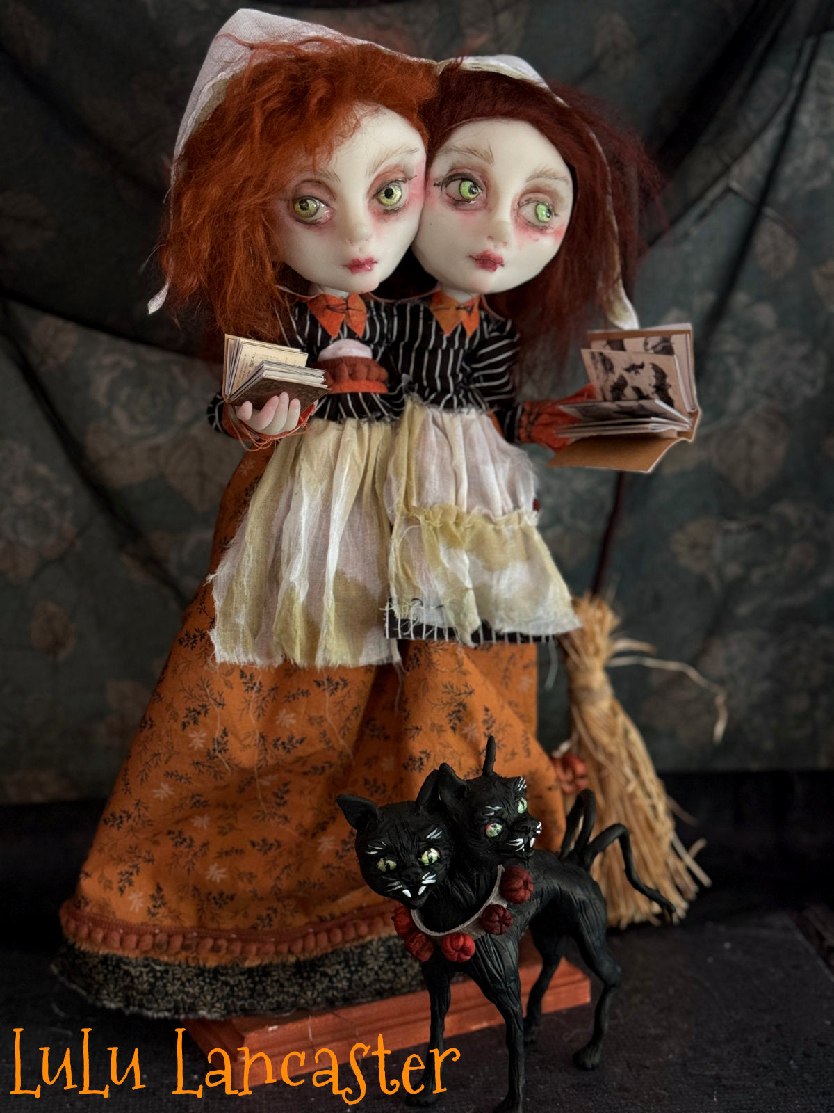 Conjoined Witches Mercy and Prudence Halloween Original LuLu Lancaster Art Dolls
