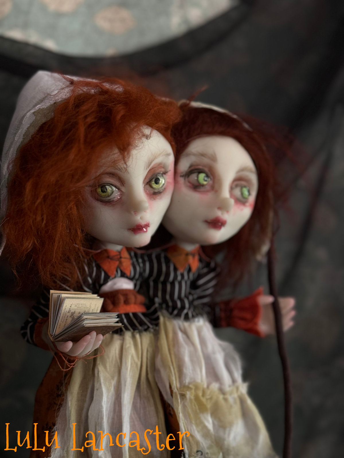 Conjoined Witches Mercy and Prudence Halloween Original LuLu Lancaster Art Dolls