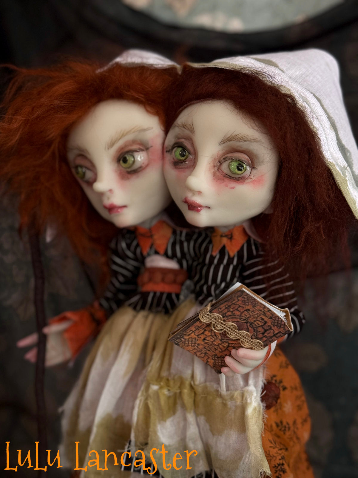 Conjoined Witches Mercy and Prudence Halloween Original LuLu Lancaster Art Dolls