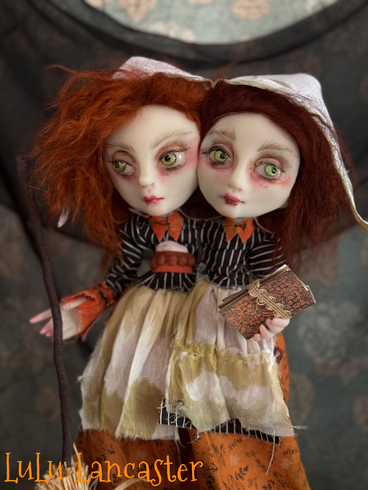 Conjoined Witches Mercy and Prudence Halloween Original LuLu Lancaster Art Dolls