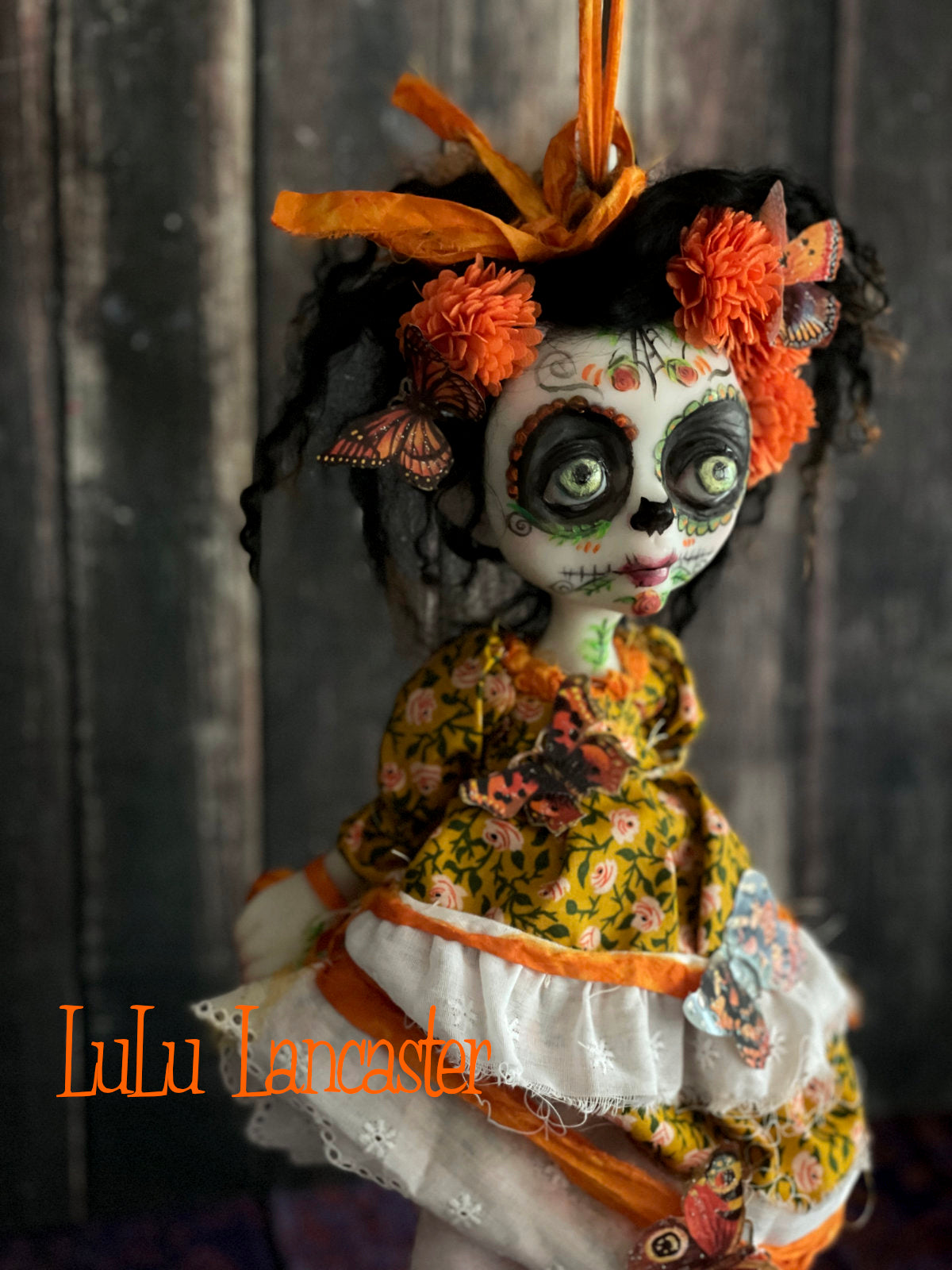 Migdaliah hanging Day of the dead Original LuLu Lancaster Halloween Art Doll
