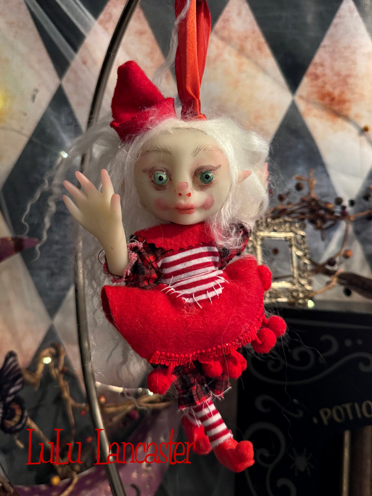 Sappy the Elf Mini Christmas hanging Original LuLu Lancaster Art Doll
