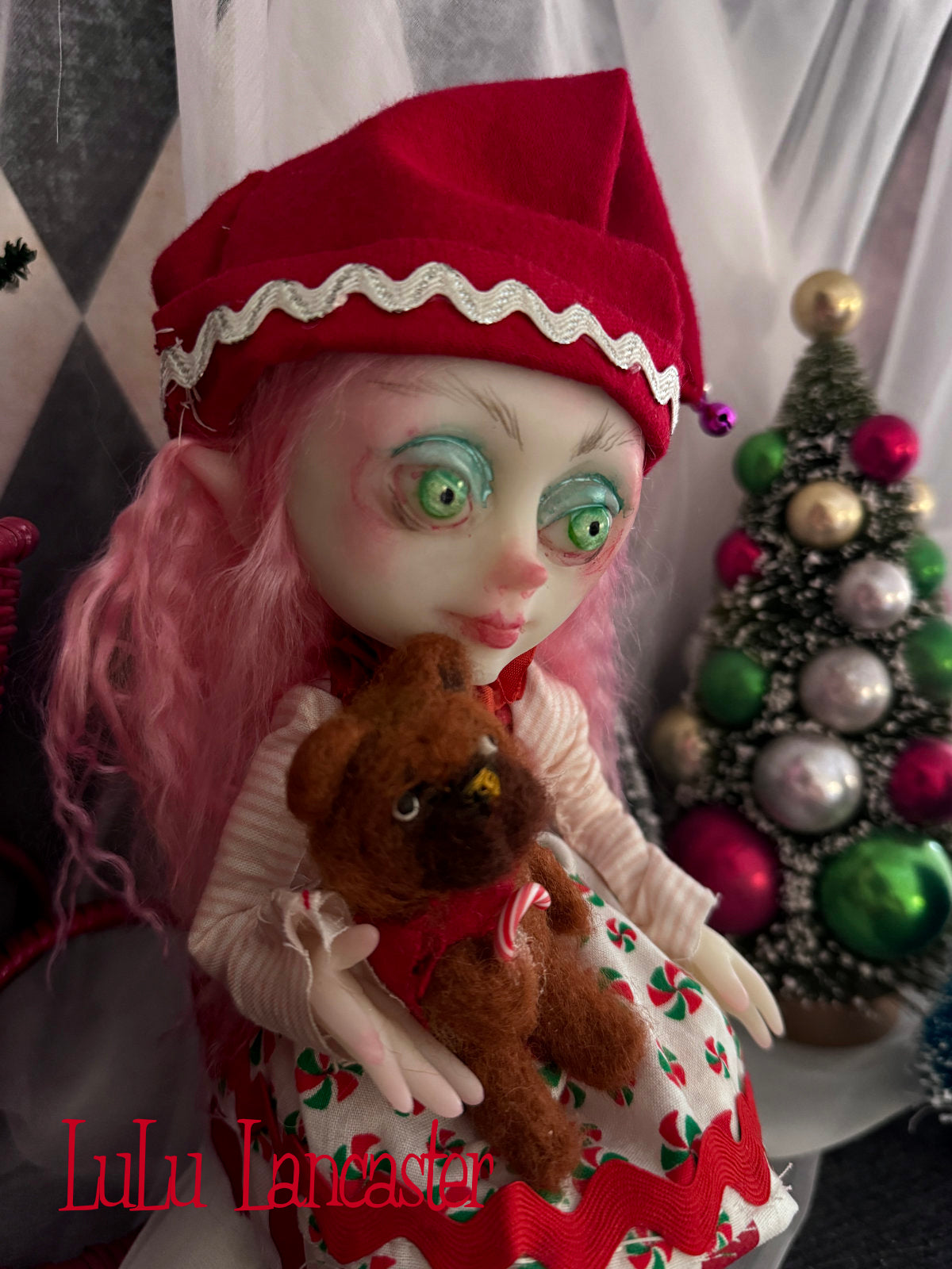MintyStix North Pole elf Mini Christmas Original LuLu Lancaster Art Doll