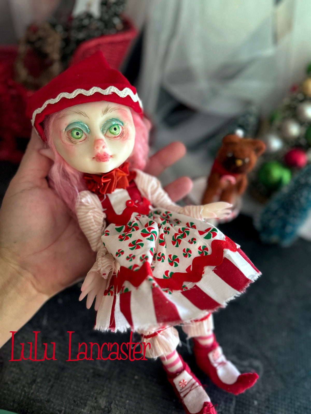 MintyStix North Pole elf Mini Christmas Original LuLu Lancaster Art Doll