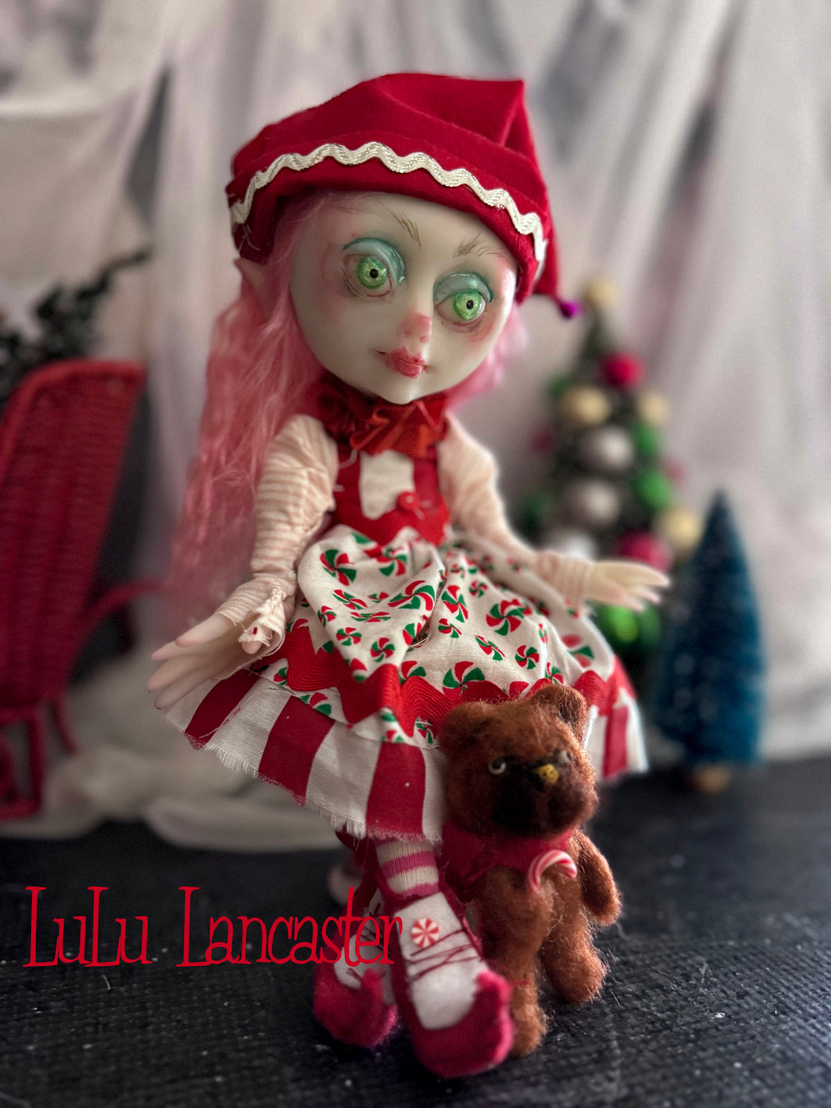 MintyStix North Pole elf Mini Christmas Original LuLu Lancaster Art Doll