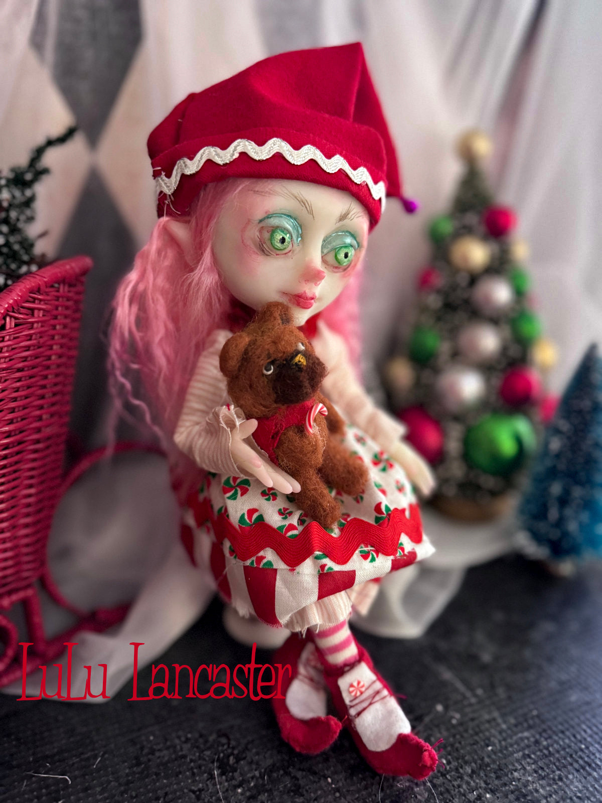 MintyStix North Pole elf Mini Christmas Original LuLu Lancaster Art Doll