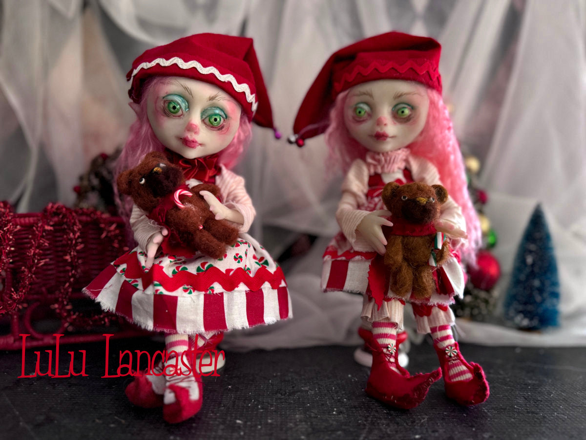 MintyStix North Pole elf Mini Christmas Original LuLu Lancaster Art Doll