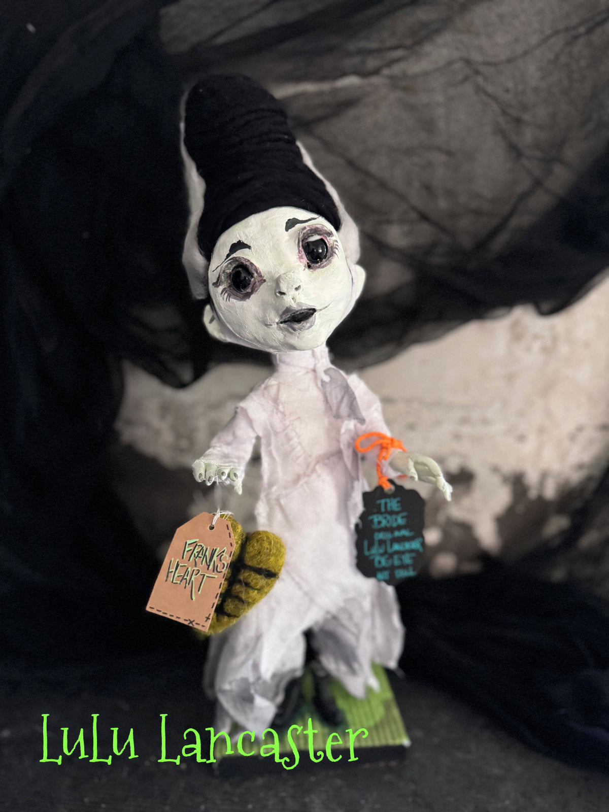 Bride of Frankenstein Big eye Paperclay ~ Halloween Original LuLu Lancaster Art Dolls