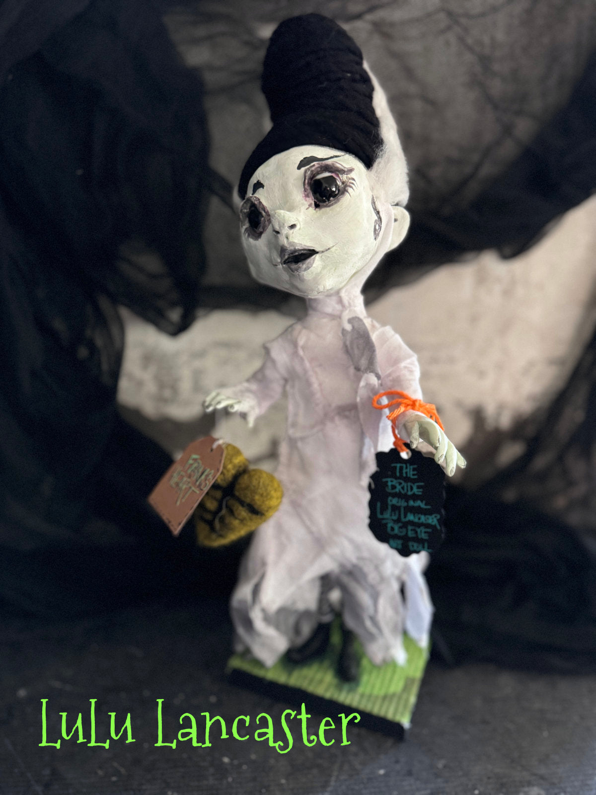 Bride of Frankenstein Big eye Paperclay ~ Halloween Original LuLu Lancaster Art Dolls